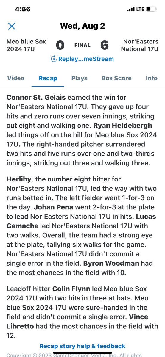 KimStG1214's tweet image. Connor is on 🔥!!  Another complete game!  Shutout 6-0, 8 K’s!!  @GelaisConnor @NoreastersBall @CoachTrotta @kbarnaby