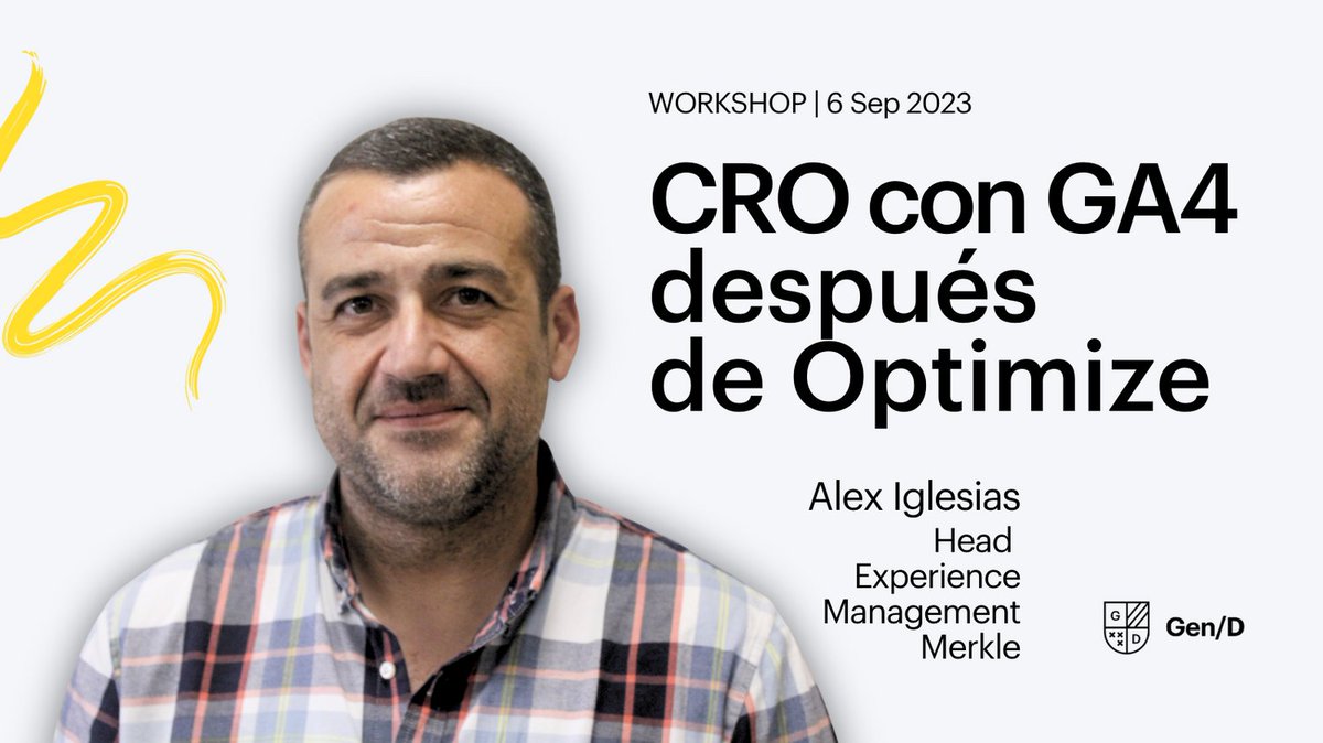 💛 Volvemos en septiembre muy fuertes. 

Worhshop #gratis. Como abordar el CRO tras la migración a GA4 y el inminente apagón de Optimize. 

Con Alex Iglesias, experto en la materia de la consultora Merkle y profesor en Gen/D

6, sep'23 a las 19 horas. 

⚫️ gend.es/landing/cro-co…