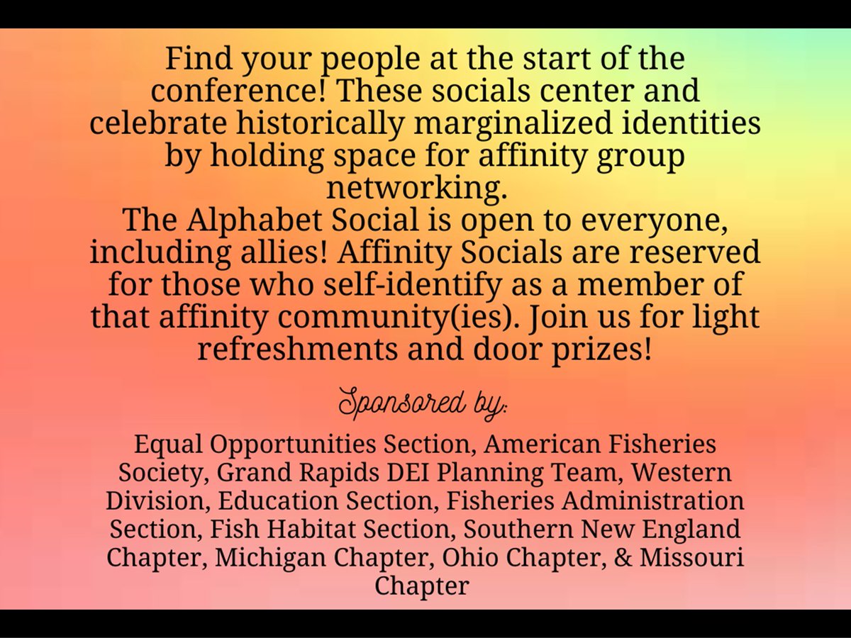 AFS_EqualOpp's tweet photo. Find your people at the start of the conference! The Alphabet Social centers and celebrates historically marginalized identities. All are welcome! The Affinity Socials will celebrate unique identities among peers. https://t.co/pmhQ7IMWSP