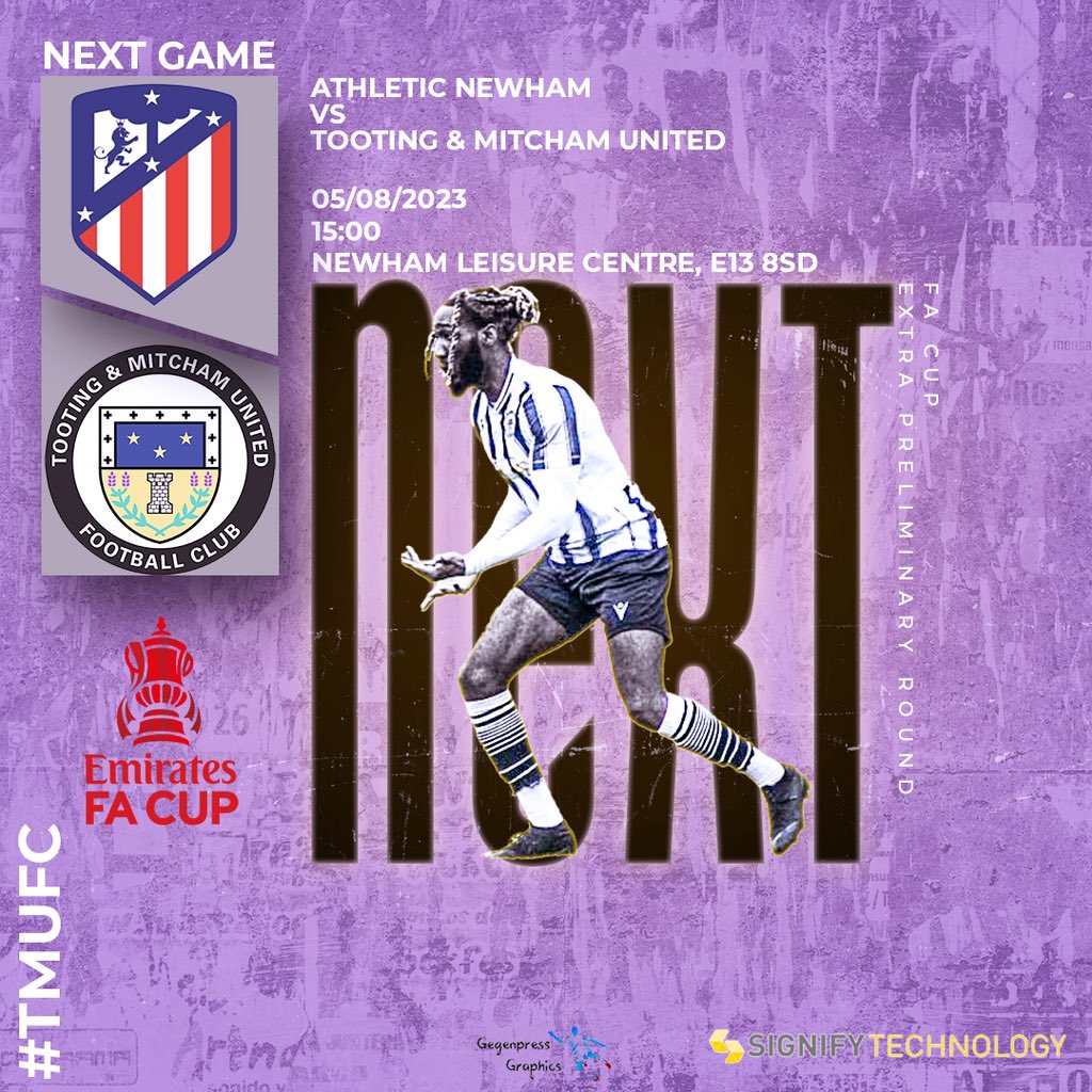 Saturday is the start of our competitive season with a visit to <a href="/Athleticnewham/">𝗔𝘁𝗵𝗹𝗲𝘁𝗶𝗰 𝗡𝗲𝘄𝗵𝗮𝗺 𝗙𝗖 l Est 2015</a> for an <a href="/EmiratesFACup/">Emirates FA Cup</a> Extra Preliminary round tie.  Kick off 3pm at the stadium at Newham Leisure Centre, E13 8SD. #tmufc