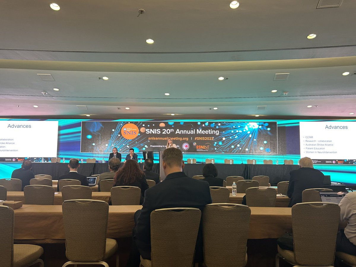 jcollarddebeau's tweet photo. Thought provoking talk by Drs. Ya Peng, Nobuyuki Sakai, and Laetitia de Villiers on neurointerventional case trends and difficulties in China, Japan, and Australia, respectively. #SNIS2023 https://t.co/POVoZDzQv4