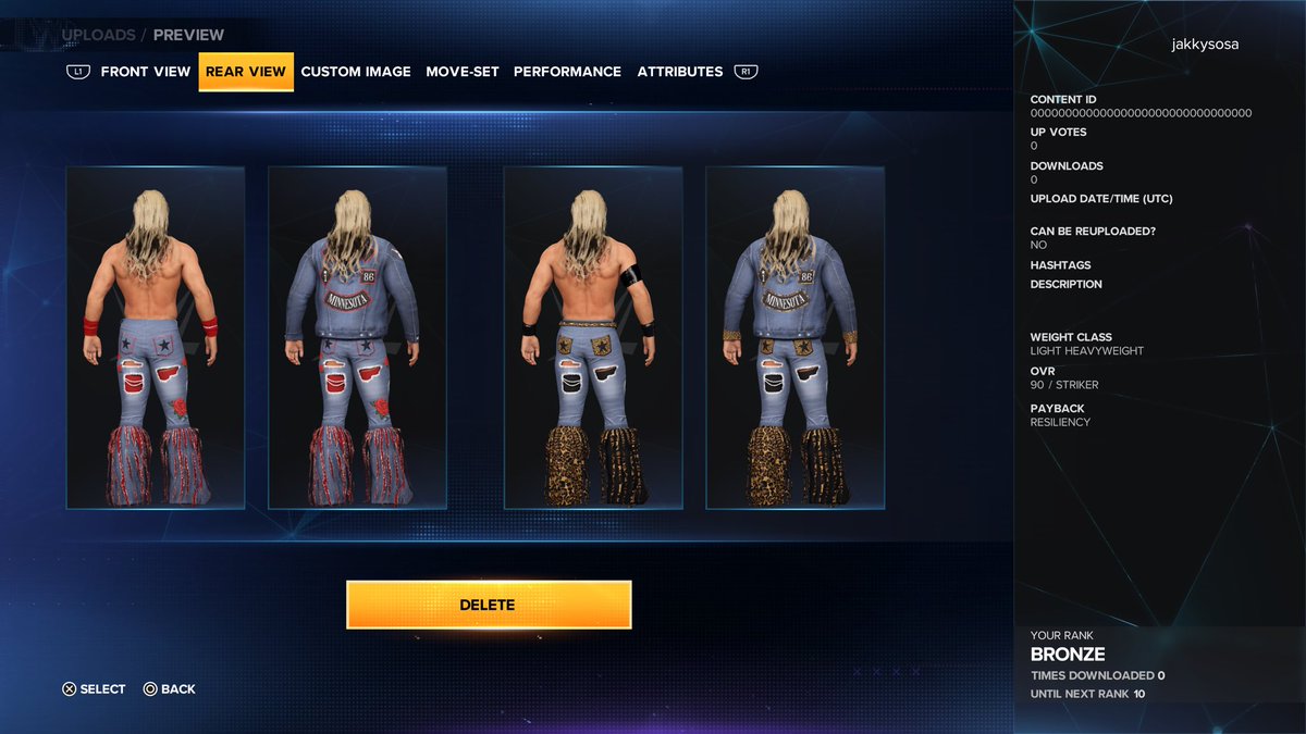 SaveUsStarran's tweet photo. Jak Starran’s Jeans attires have been uploaded to #WWE2K23 Community Creations! 

🌹 Keywords: “Jakky” “Starran” “CAW” 🐆 https://t.co/jyOLGxLfqN