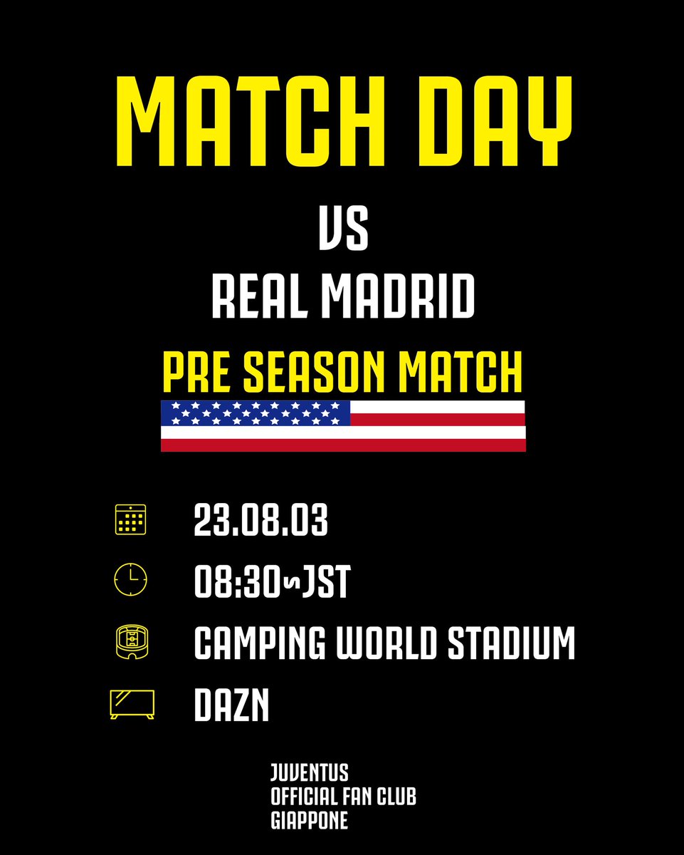 JuClubGiappone's tweet photo. MATCH DAY!!
アメリカツアー最後の試合です!🇺🇸
FORZA JUVE!!⚪️⚫️
#JOFCG
#forzajuve https://t.co/Zbj3NkE8Mw