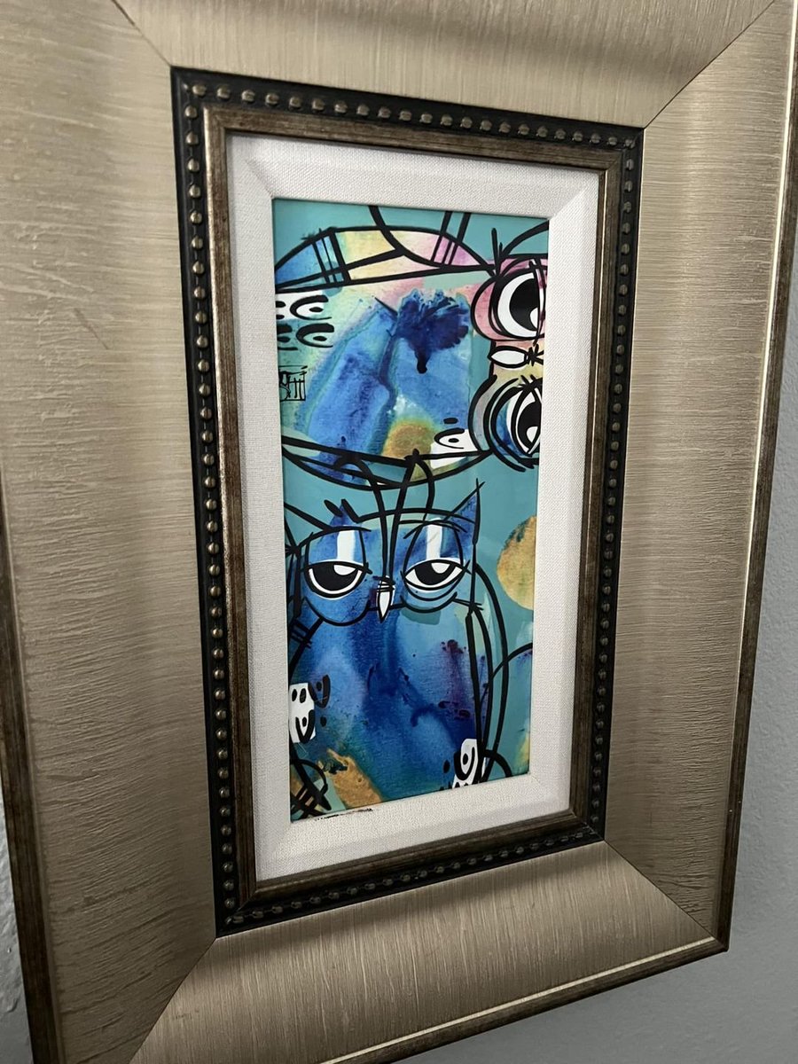 AlbieDuncan's tweet photo. @PabloTorre @LeBatardShow @LeboArt Bought one of his owl pieces a few years back...hangs in my home office in a place of honor. #RIPLebo https://t.co/pACJClqc5u