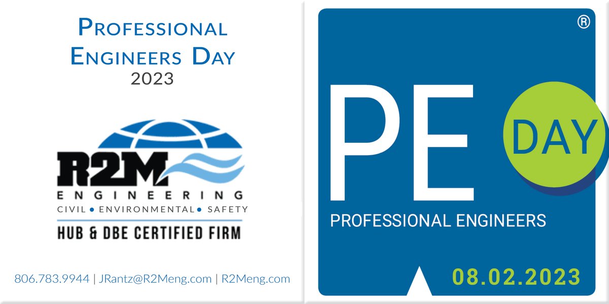 R2Meng's tweet photo. R2M Engineering wishes you a happy #ProfessionalEngineersDay2023, and we congratulate everyone who passed their PE exams this year! #ProfessionalEngineersDay

#R2M #R2MEngineering #EnvironmentalEngineer #EngineeringFirm #DBE #HUB https://t.co/5CXiguLbFh