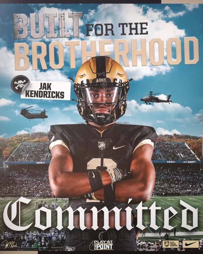 2024 DB Jakiel Kendricks Commits to <a href="/GoArmyWestPoint/">ArmyWestPoint Sports</a> 

<a href="/JakielKendricks/">Jakiel Kendricks</a> 

<a href="/FootballKingpin/">Coach Atkins</a> 
<a href="/GregBiggins/">Greg Biggins</a>