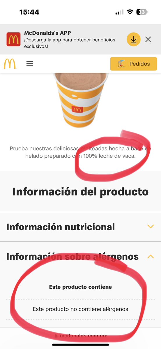 owentheglobe's tweet photo. @McDonalds @McDonaldsMexico There are some wild inaccuracies on your McDonalds Mexico Allergen Warnings on your official website. This is dangerous and scary as a mom of a child with allergies. https://t.co/QGlh9dpmCC