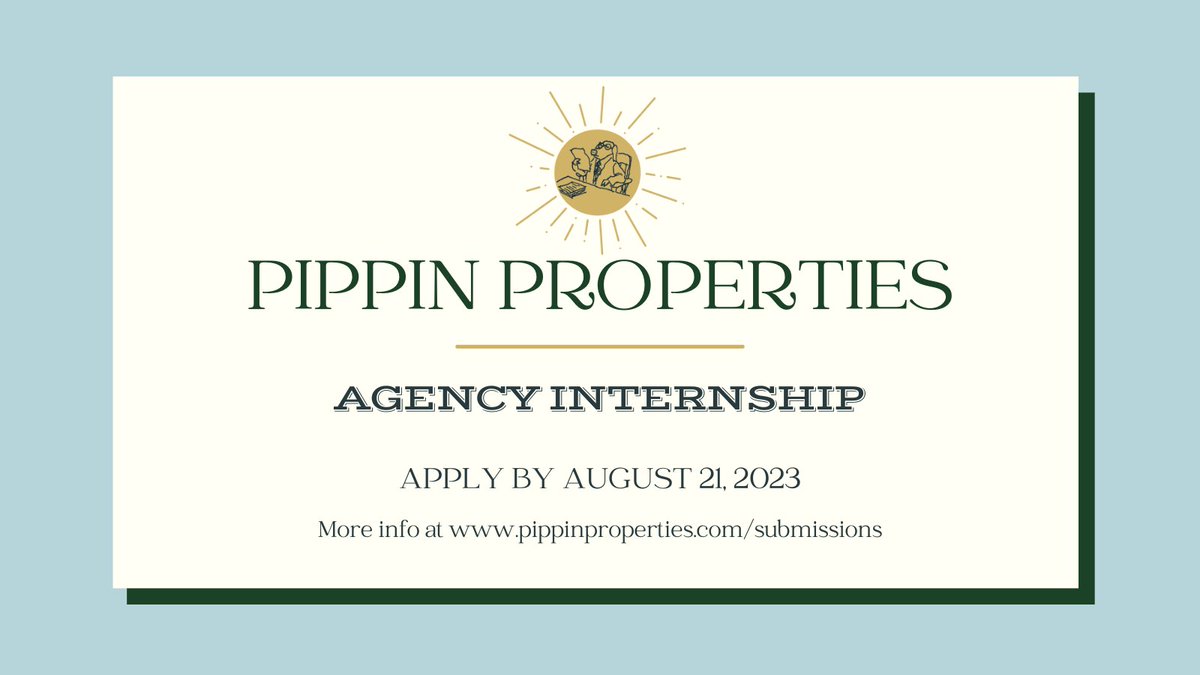 🚨PAID Internship Opportunity🚨

Pippin Properties is seeking an intern to work in our NYC office 15-20 hours a week this September-December. Check out the link in bio or at our website for more info! #publishing #bookjobs #literaryagency #internships