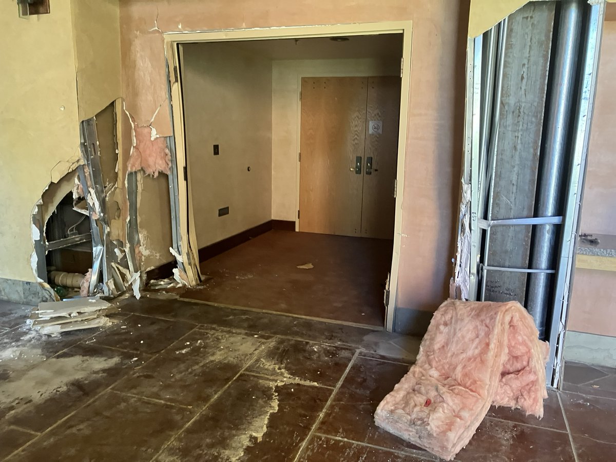 LtGovMorales's tweet photo. Glad to thank dedicated staff of @NHCCNM in Albuquerque today following the intentional car crash there causing at least half a million dollars of damage to the beautiful building. Quick thinking of NHCC workers  probably saved lives on Friday. Repairs have already begun. #nmleg https://t.co/eCnL9Xr6rQ