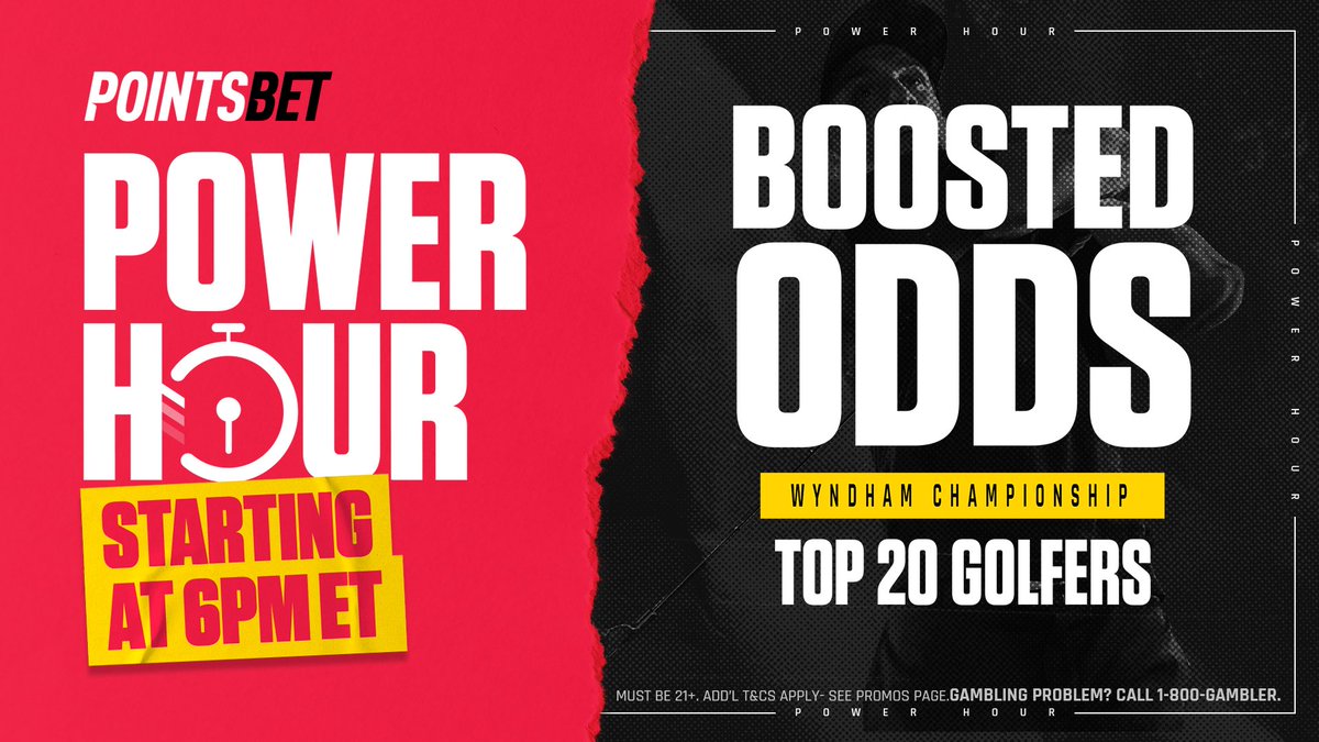 FanaticsSports's tweet photo. POWER HOUR IS LIVE 🚨 

In all states: Best Odds on the Wyndham Championship for the Top 20 golfers

https://t.co/KOnO2cGXrS https://t.co/AeB9Bao8Nr