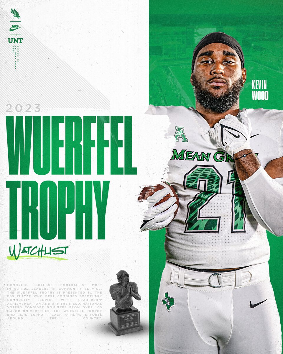 MeanGreenFB's tweet photo. 𝐖𝐚𝐭𝐜𝐡𝐥𝐢𝐬𝐭 𝐒𝐞𝐚𝐬𝐨𝐧 👀

@KevinWoodJr_ has been named to the
@WuerffelTrophy Watchlist.

#GMG 🟢🦅 https://t.co/z9Px0CS3D0