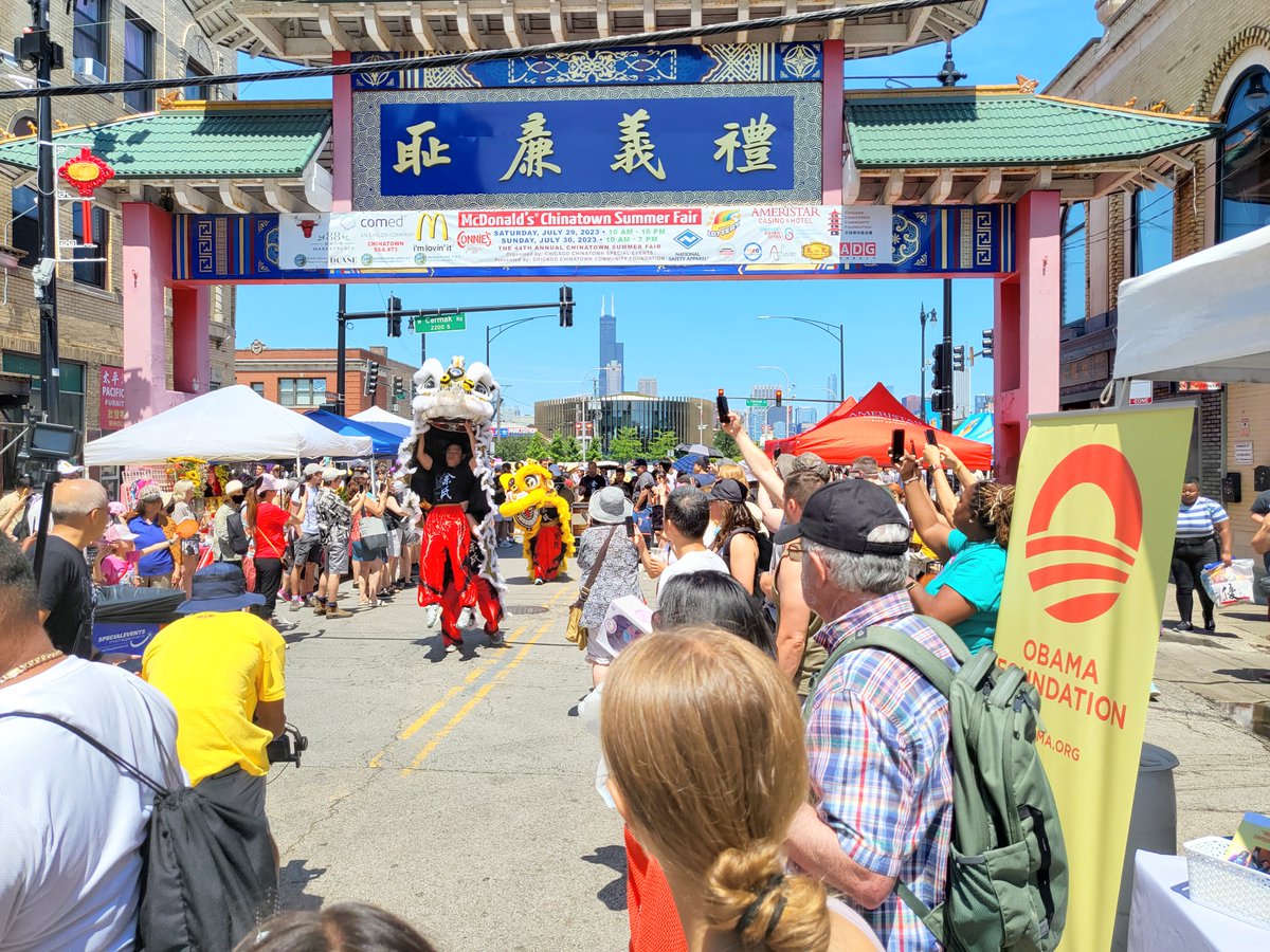 ObamaFoundation's tweet photo. ❤️ We had an amazing time at Chicago’s Chinatown Summer Fair this past weekend! We had the opportunity to speak with incredible folks in the community, highlight the future Obama Presidential Center through our VR headsets, and show our appreciation for Chicago’s vibrant Chinese and other AANHPI cultures.