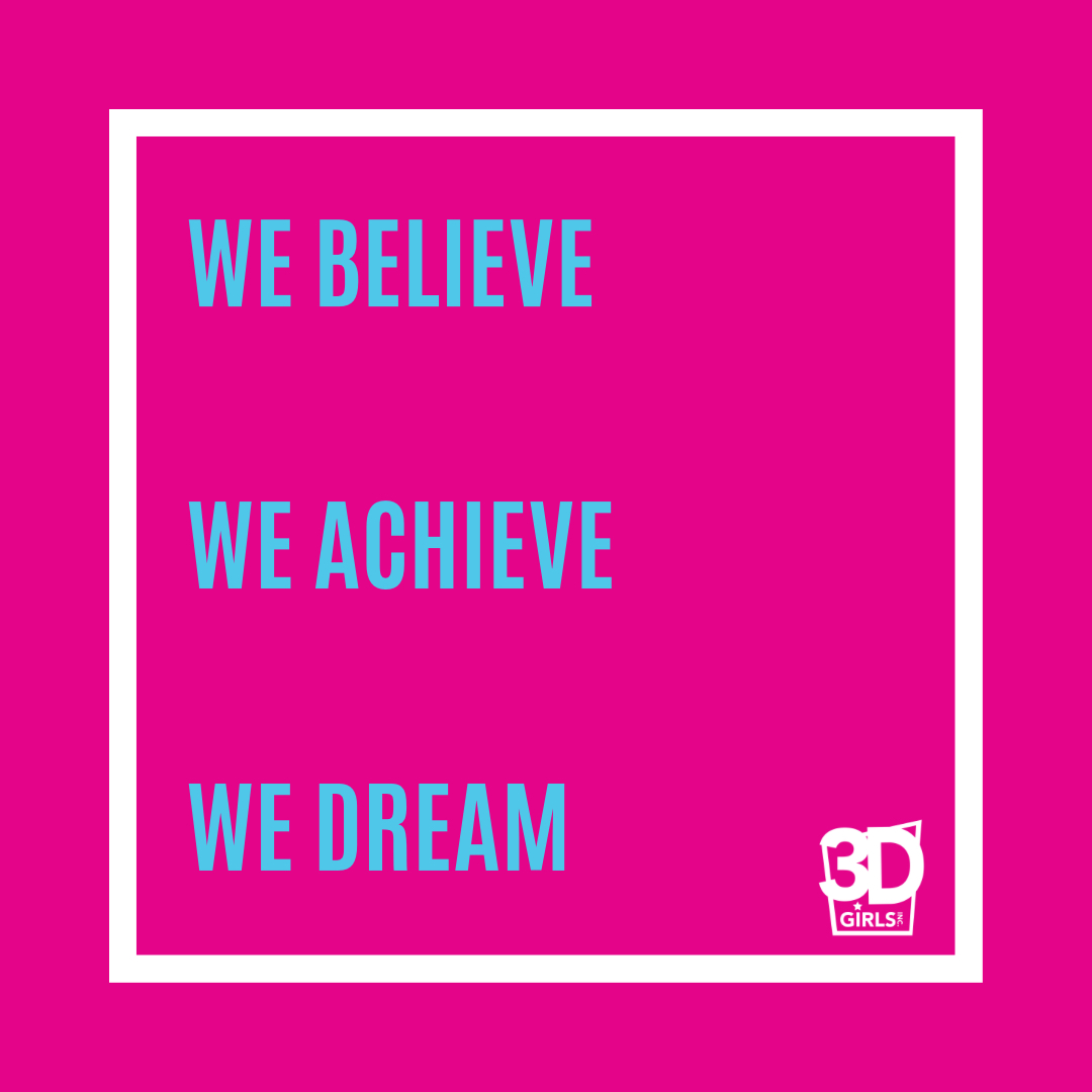 3D girls believe, achieve and dream!💕💭💪🏾

 #WeDreamIn3D #3DGirlsInc #GIRLSLINKUP #STEAM #WomenInSTEM #WomenDoScience #Mentoring #Volunteers #Mentors #Nonprofits #BlackGirlMagic #GirlsRock #AtlantaNonprofit #NonprofitsofInstagram #GirlsLoveSTEM #STEMGirlsRock #NonprofitLeader