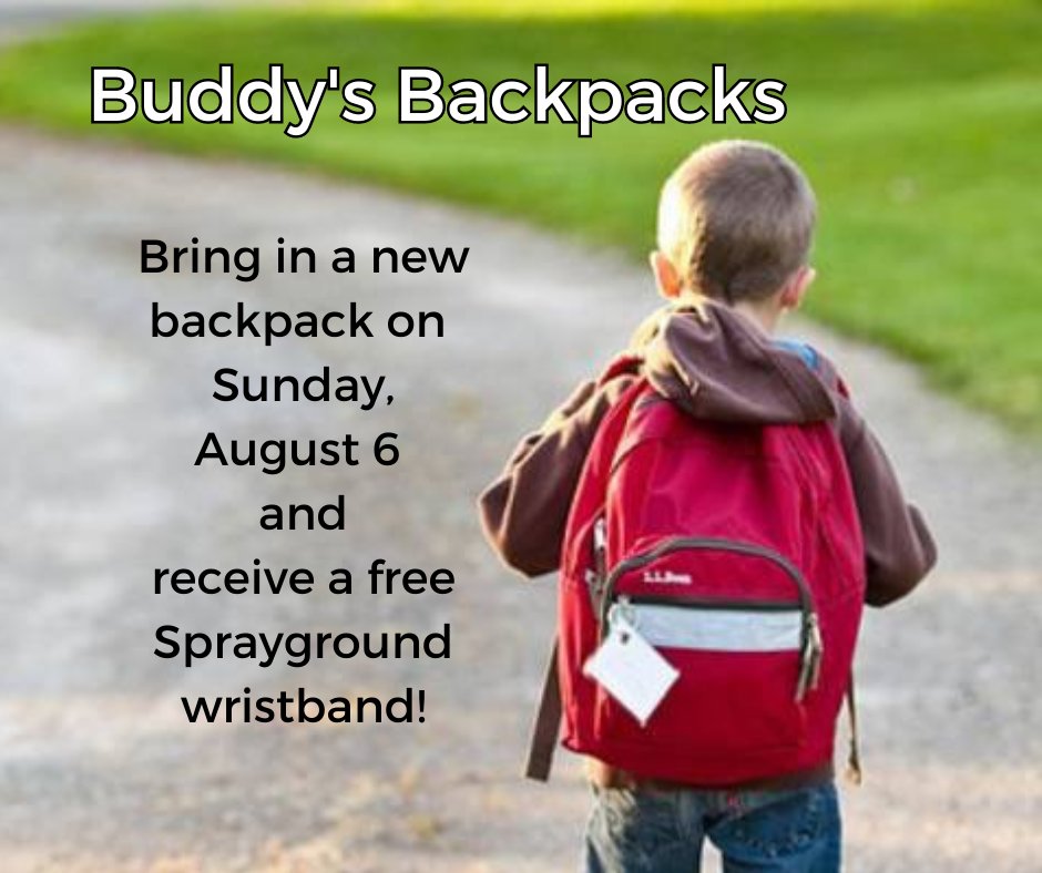 🎒Buddy's Backpacks💦
You can also bring new school supplies and backpacks to the General Store anytime until August 15!

For more info. contact SMOAC92071@gmail.com