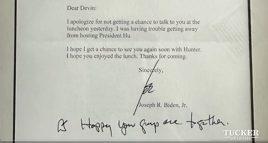 Classic Tucker brings this gem out 💥 but Biden wasn't involved in their business.  He's apologizing for having to ignore Archer for the President/leader if China with a personal note at the end. 
#TreasonAgainstAmerica 
#BidenCorruption