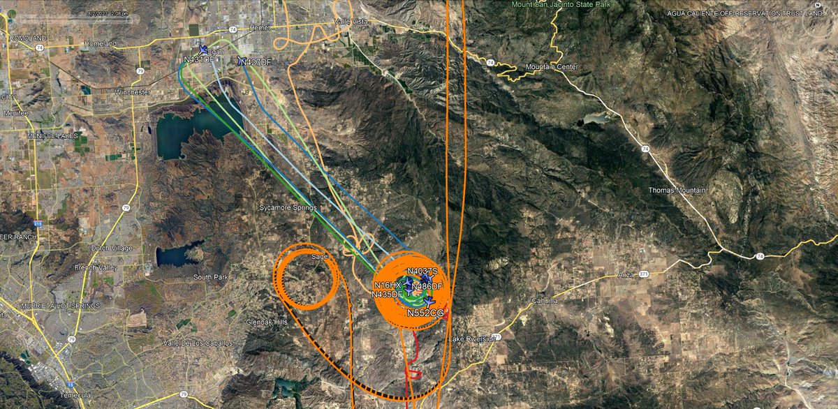 fire_feeds's tweet photo. Firefighting aircraft are fighting the 20+ acres #StanleyFire in #Sage #RiversideCounty, #CA 

https://t.co/XXtKCSdjXy
https://t.co/Zq4fE9irD6

#CoulsonAviation
#AA2CG #N552CG Air Tactical Aircraft

#DynamicAvlease as #OESIntel24
#Intel24 #N43U

#CalFire 
#C301 #N486DF Type I Heli FireHawk
#T70 #N427DF Type III Airtanker
#T72 #N435DF Type III Airtanker
#T78 #N431DF Type III Airtanker

#HelicopterExpress
#N16HX Type II Helo

#SillerHelicopters
#HT37S #N4037S Type I Heavy Lift Helitanker
🇺🇸🔥