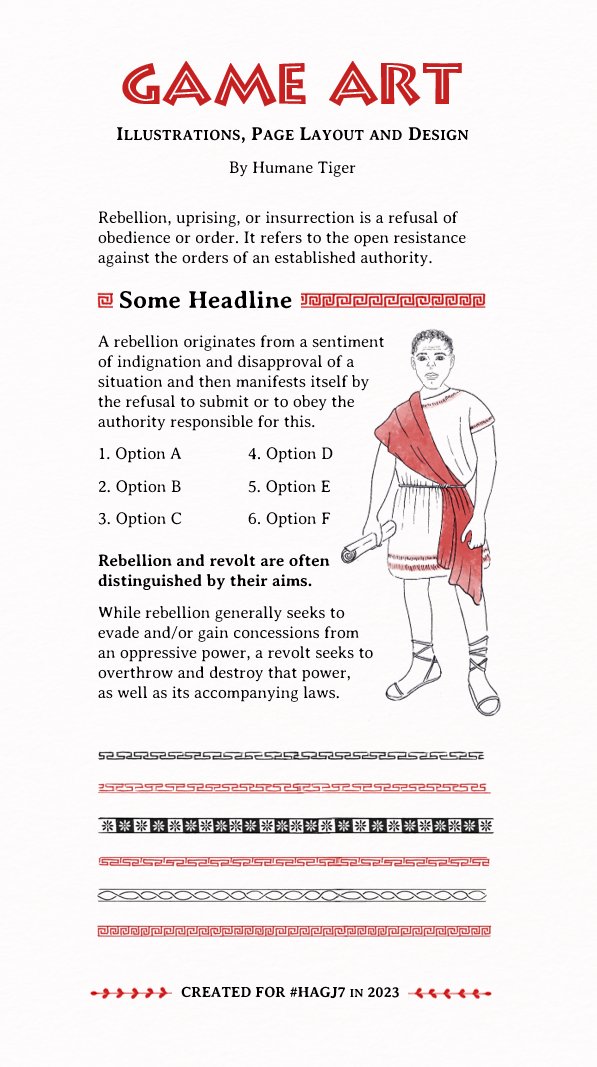 HumaneTiger1's tweet photo. Created some #handdrawn borders, illustrations and a page design for the one-page TTRPG Rebellium https://t.co/mWS8dzISsV https://t.co/Y5PFq8paLJ