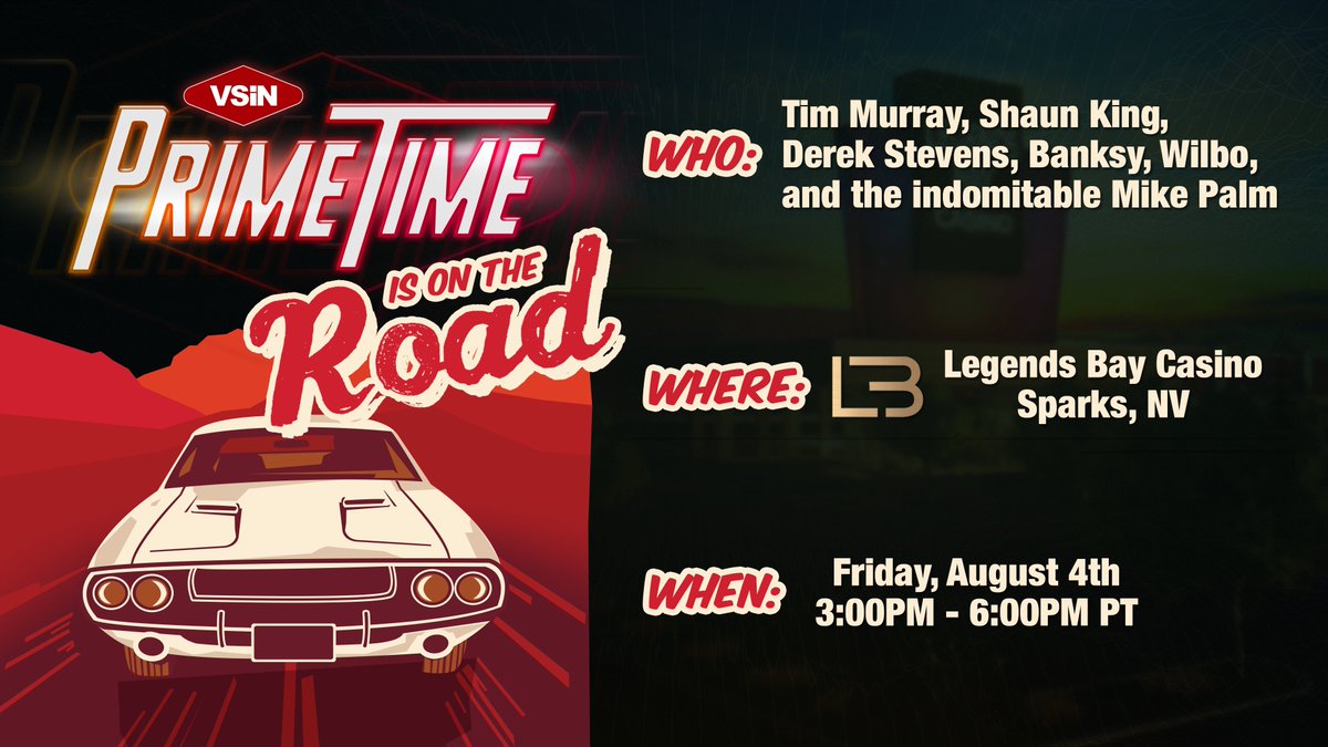 ROAD TRIP!!!

Come hang with <a href="/VSiNLive/">VSiN</a> Primetime this Friday in Sparks/Reno

<a href="/realshaunking/">shaun king</a> and I will be doing our show live from 3-6 pm AND we'll be hanging out after the show in the <a href="/CircaSports/">Circa Sports</a> Sportsbook at <a href="/legends_bay/">Legends Bay Casino</a>