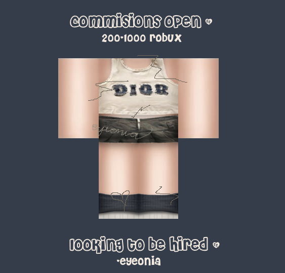 EyeoniaRoblox's tweet photo. looking to be hired + coms open!!! send me a dm in twitter, I'm looking forward to talking :)  #ROBLOX #RobloxDev #robloxart #RTC #commissionsopen #LikeForLikes #robloxclothing https://t.co/FSpBN1BFIu