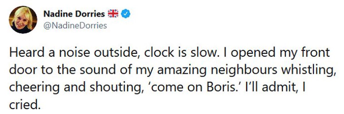 Heard a noise outside, clock is slow. I opened my front door to the sound of my amazing neighbours whistling, cheering and shouting, ‘come on Reba.’ I’ll admit, I cried.