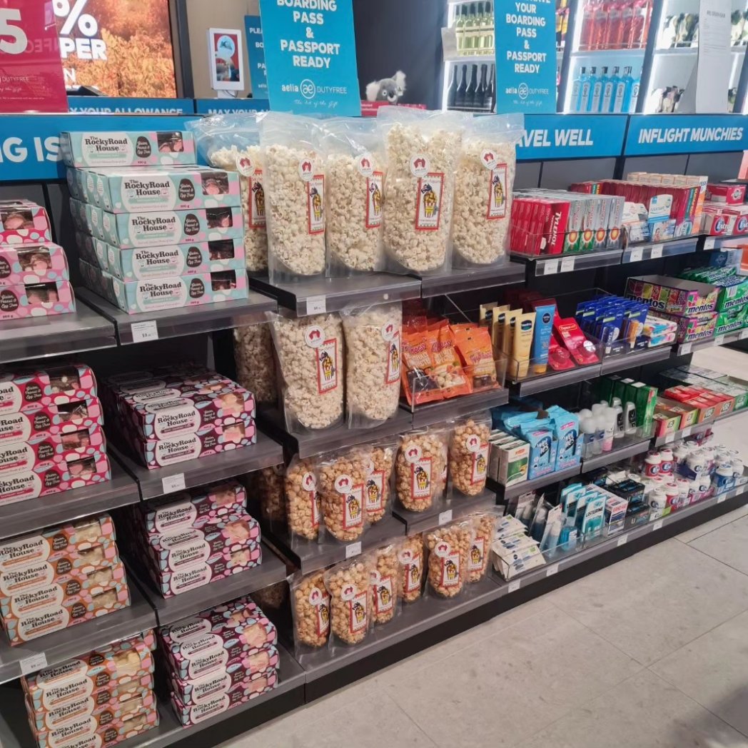 Don't forget that the International side of the @adelaideairport airport also stocks my popcorn.  The bigger bags are perfect for that longer flight.
#samspopcorn #smallbusiness #southaustralia #businessowner #business #buysa #buylocal #popcorn #kidpreneurship #kidtrepreneur
