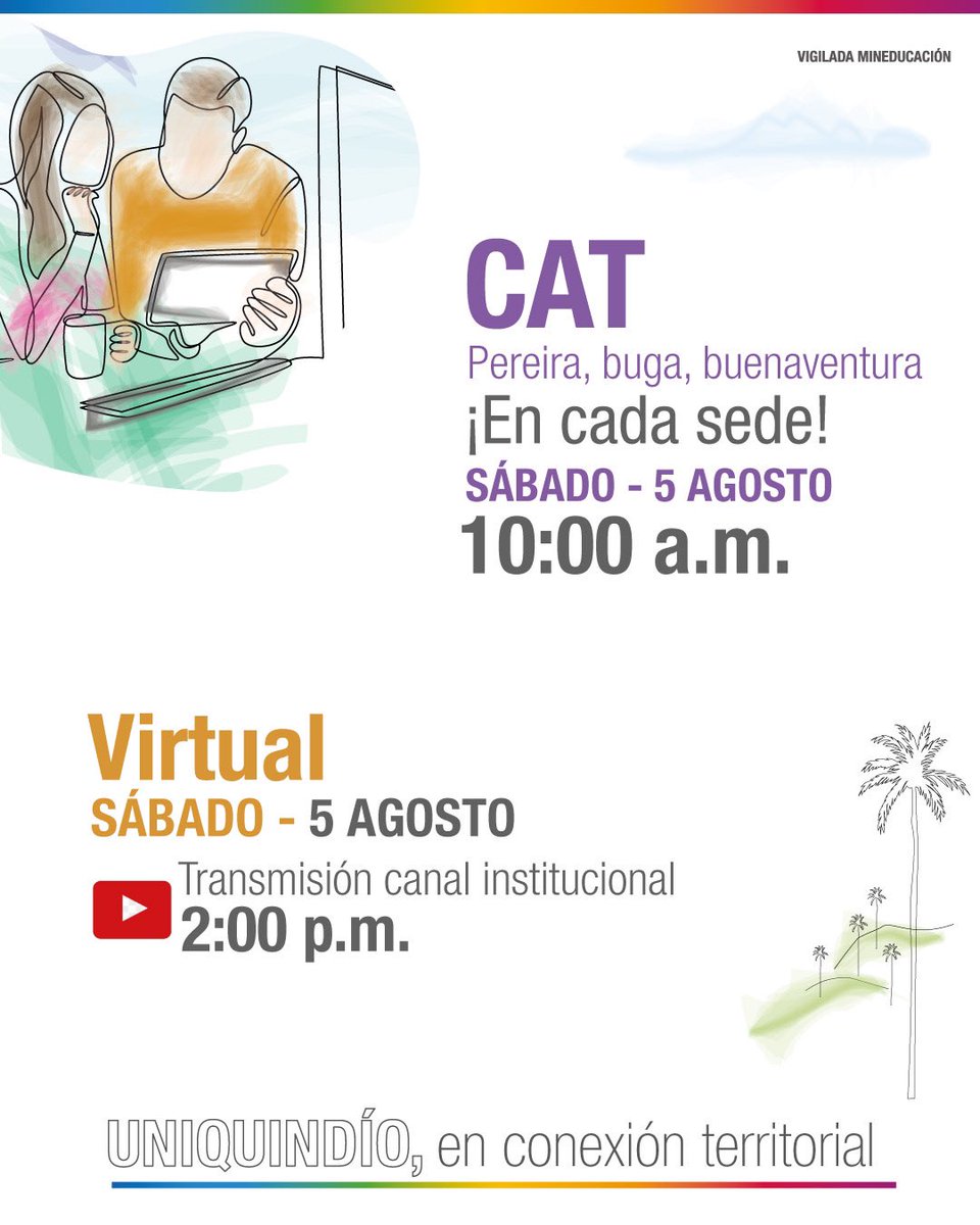 BienestarINS's tweet photo. #Inducciones💚 I ¿Eres estudiante nuevo en la modalidad distancia y virtual? 🤩 Conoce toda la información de tu inducción aquí 👉 https://t.co/4vb55jasVk
¡Bienvenidos a la @Uniquindio en conexión territorial!✨ https://t.co/deYx8E1PO1
