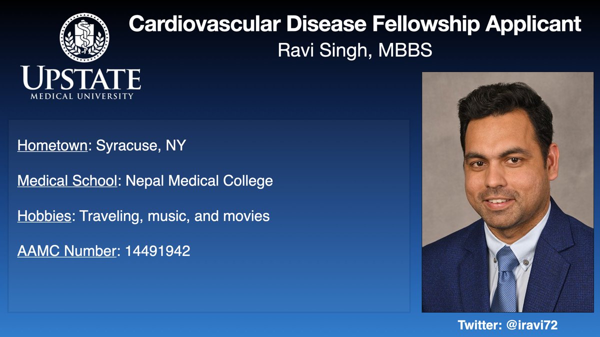 SUNY Upstate IM Residency (@upstateim_res) on Twitter photo At <a href="/SUNY/">SUNY - The State University of New York</a> Upstate Medical University, the Internal Medicine Program is proud of our fellowship applicants #ERAS #Match2024 Get to know those applying with our profile feature of residents #Medtwitter #MedX
#CardioTwitter #Cardiology <a href="/iravi72/">Ravi Singh</a> At <a href="/SUNY/">SUNY - The State University of New York</a> Upstate Medical University, the Internal Medicine Program is proud of our fellowship applicants #ERAS #Match2024 Get to know those applying with our profile feature of residents #Medtwitter #MedX
#CardioTwitter #Cardiology <a href="/iravi72/">Ravi Singh</a>