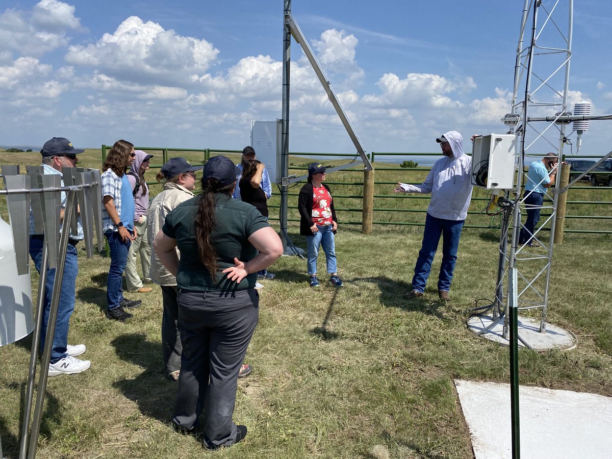 SDMesonet's tweet photo. At the end of the South Dakota Climate Summit, attendees had the opportunity to get a tour of a nearby Mesonet station on the #LowerBrule reservation. @NWSMBRFC @SD_DANR @SDSUclimate @USDAClimateHubs @SDStateCOE @LowerBruleSch https://t.co/ZeCq7JDOr3
