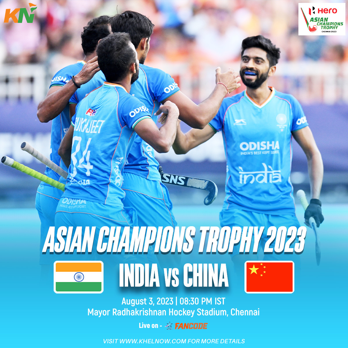 KhelNow's tweet photo. ��𝗮𝘁𝗰𝗵𝗱𝗮𝘆 🏑💙
India kick off their campaign in #AsianChampionsTrophy 2023 against China!! 🇮🇳⚔️🇨🇳
At home, the Men in Blue will be eager to begin with a victory. 💪💙
#HACT2023 #Hockey #AsianChampionsTrophy2023 #INDCHN https://t.co/eiZztX4Tpo
