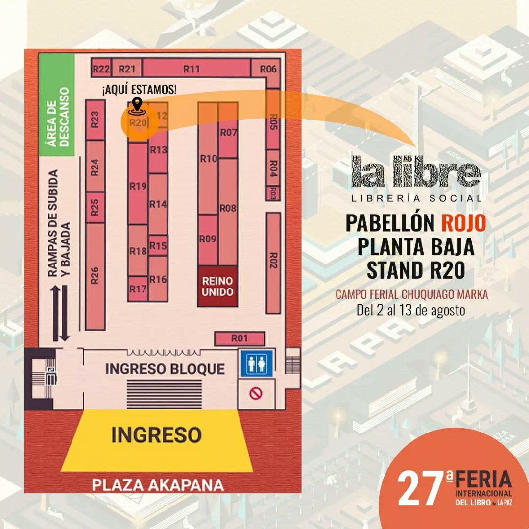 ✨Hoy inició la Feria Internacional del Libro de La Paz, Bolivia  
Visítanos hasta el 13 de agosto. 
📍 Stand R20. Pabellón Rojo, planta baja.

📚 Todo nuestro catálogo de temática social a precio de feria.
¡Te esperamos!

 #fillapaz2023