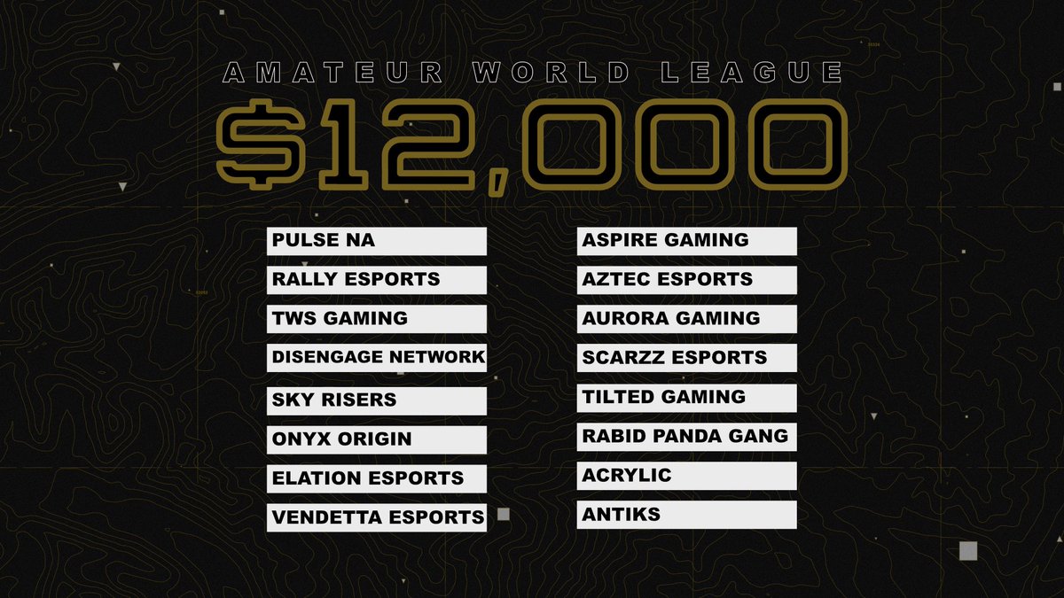 ⚔️ Amateur World League ⚔️
🏆 $12,000 Guaranteed 

🫂 Few spots left 
🔗 DM for more info