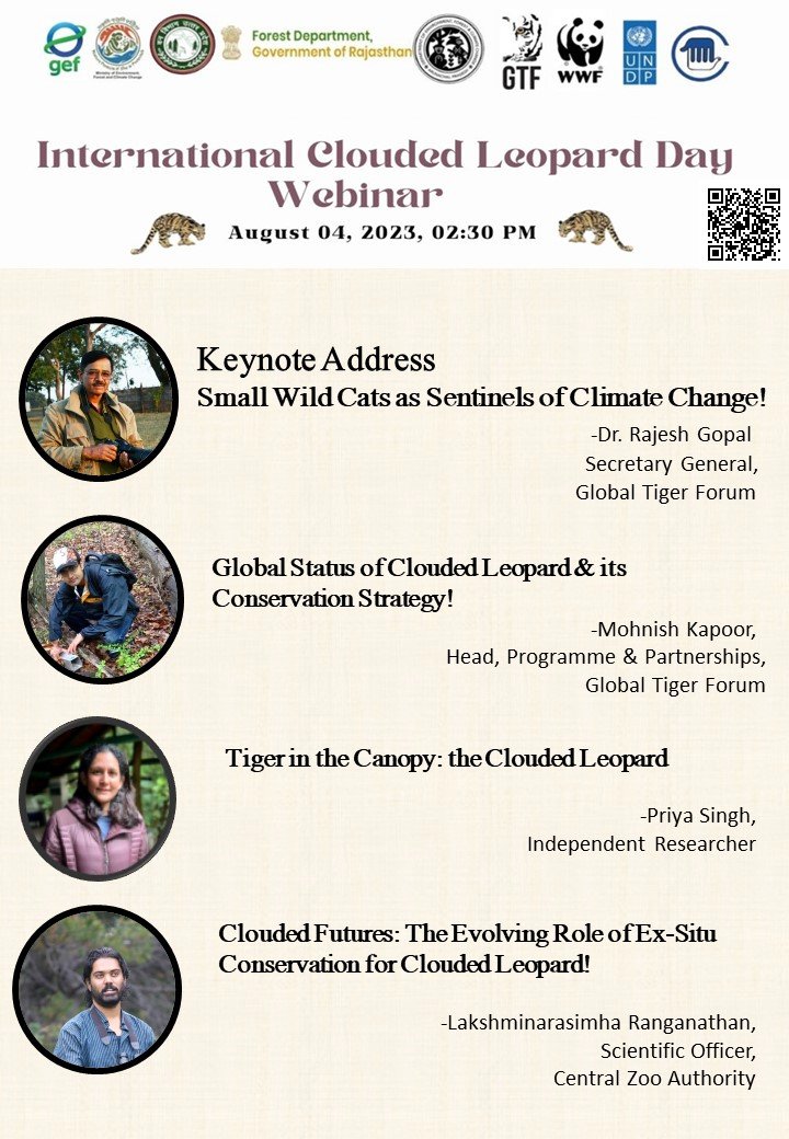 Unitedfortigers's tweet photo. All are cordially invited to join us for the webinar commemorating #InternationalCloudedLeopardDay on 4.8.2023 at 02:30 PM. Tune in on:
https://t.co/8cnQP8re34
#Savethedate #Smallwildcat
@moefcc
@CZA_Delhi
@UNDP_India
@WWFINDIA
@pakke_tiger
@DudhwaTR
@RanthambhoreTR https://t.co/FxU6aqM60K