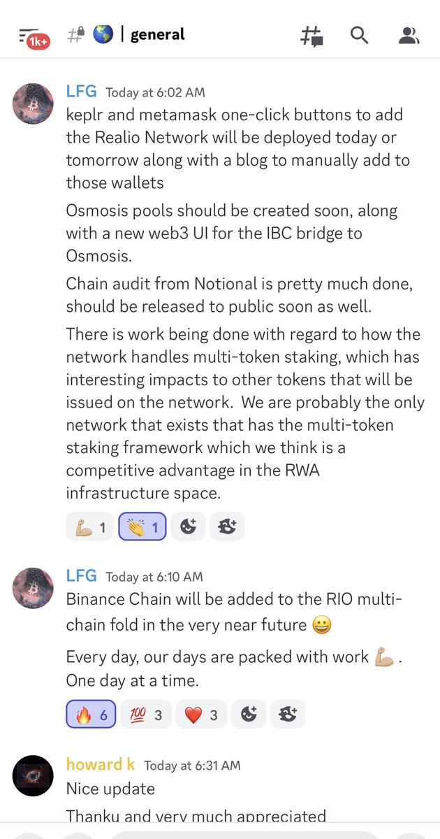 #REALIO 
some exciting updates from the Team 

🔹 <a href="/osmosiszone/">Osmosis 🧪</a> pools should be created soon, along with a new web3 UI for the IBC bridge to Osmosis.

🔹 #BNB Binance Chain will be added to the RIO multi-chain fold in the very near future 

🔹<a href="/keplrwallet/">Keplr Wallet</a> and <a href="/MetaMask/">MetaMask.eth 🦊</a> one-click