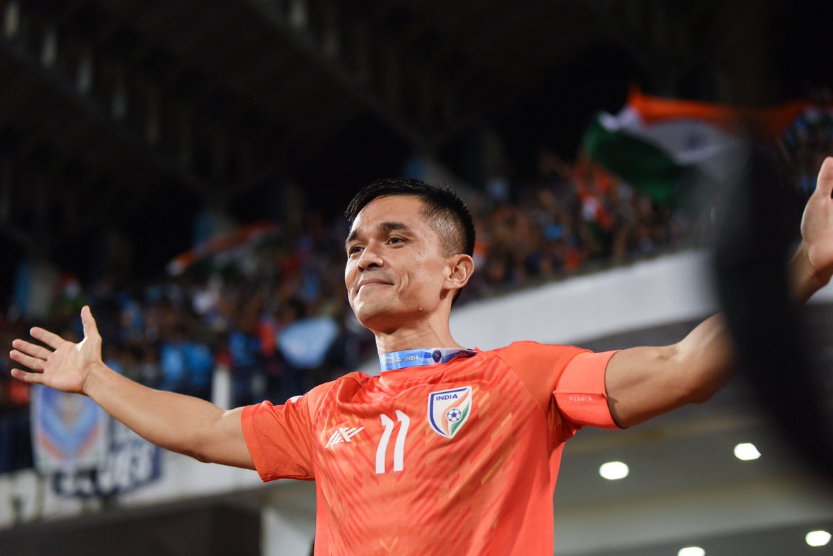 ChhetriFanskl's tweet photo. 🇮🇳 92 goals for India
🥉 Third highest active goal-scorer
⭐️ AFC Cup All Time XI
⭐️ Highest goal-scorer in SAFF Championship
⭐️ First Footballer to win the Khel Ratna
🏆 7x AIFF Player of the Year
Happy Birthday to the #IndianFootball GOAT, Sunil Chhetri! 🇮🇳🐐
#SCFKL https://t.co/uvWtW02wnO