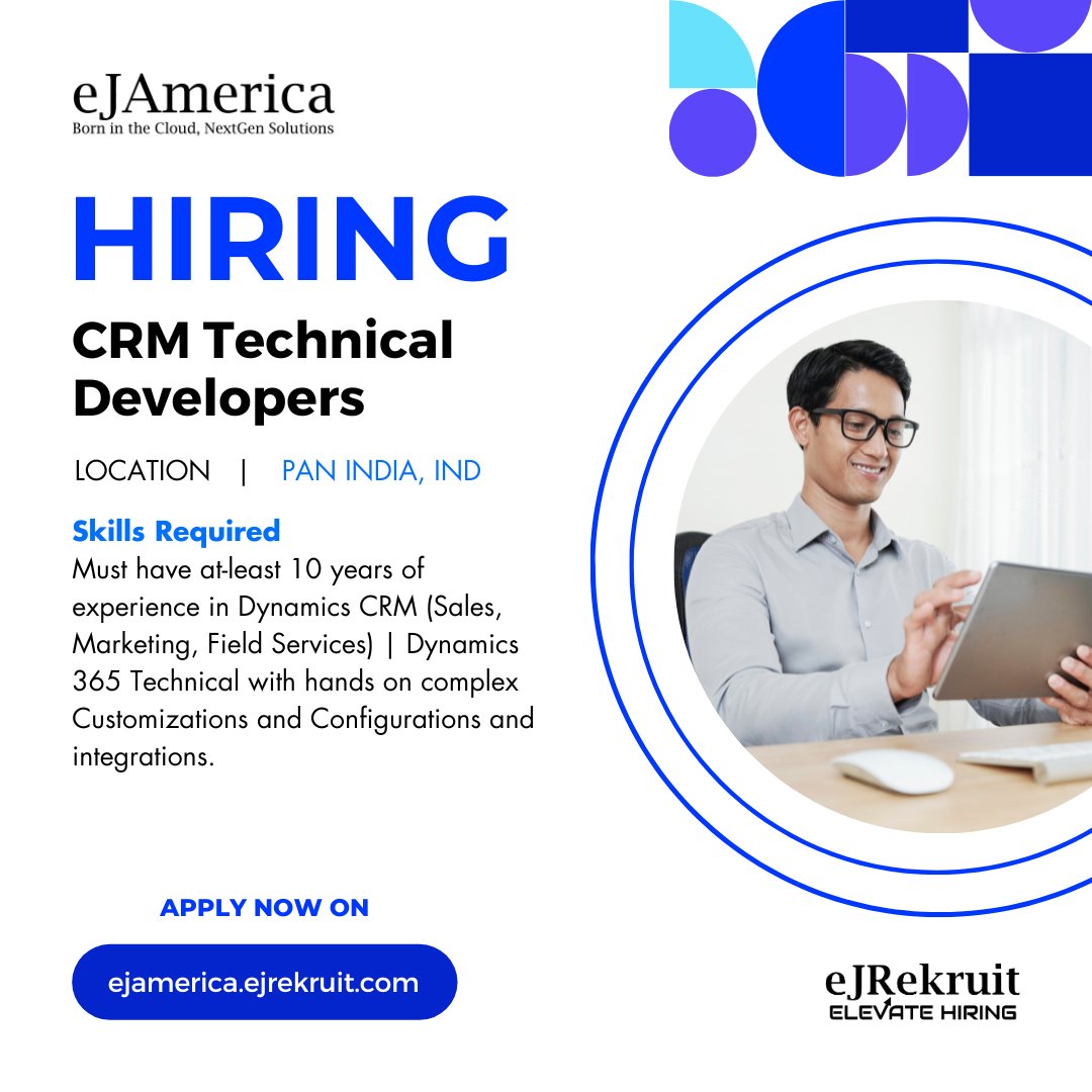 ejangar's tweet image. Apply Now - ow.ly/o8Pu50PraEF

Calling all CRM wizards! We&apos;re on the lookout for talented Technical Developers to join our team and revolutionize customer relationship management.

#crmjobs #technicaldevelopers #nowhiring #jobopportunity #jobopening #ejrekruit #ejamerica