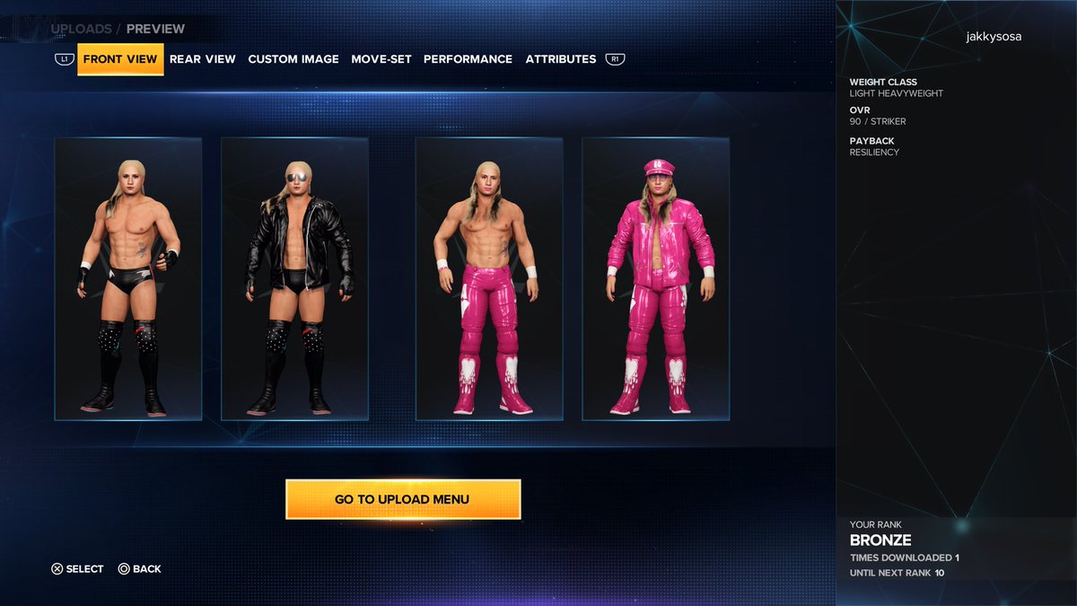 SaveUsStarran's tweet photo. More of Starran’s attires added to #WWE2K23 Community Creations!

🗯 Keywords: “Jakky” “Starran” “CAW”💗 https://t.co/9HIFoSSSKN