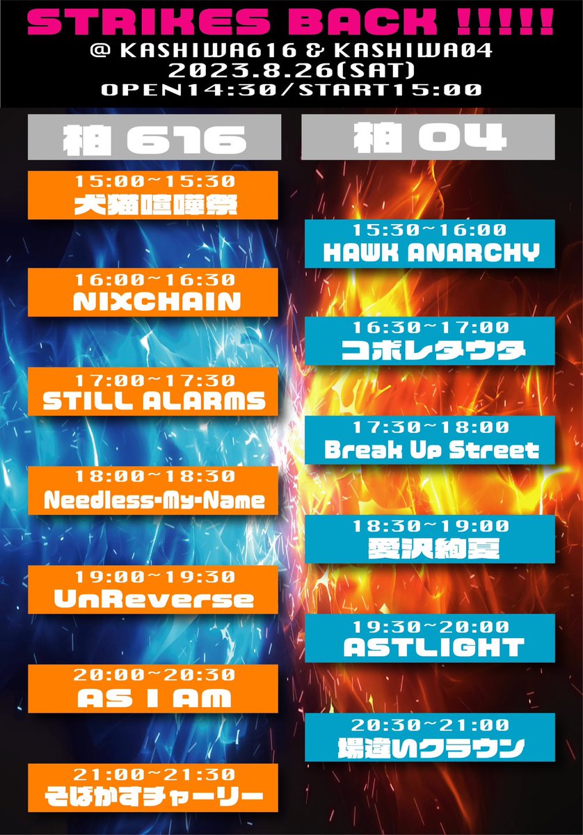 NIXCHAIN_BAND's tweet photo. 2023.8.2(水) NIXCHAIN × SHIBUYA CYCLONE pre.
Middle of Journey

ありがとうございました！
いつもお世話になっているCYCLONEとの初共同企画でした！
楽しんでいただけましたでしょうか？？？

次のライブは8/26の柏616となります。
バンド初のサーキットイベントです⚡️⚡️
お待ちしております🔥🔥🔥 https://t.co/ftqg2j7s1L