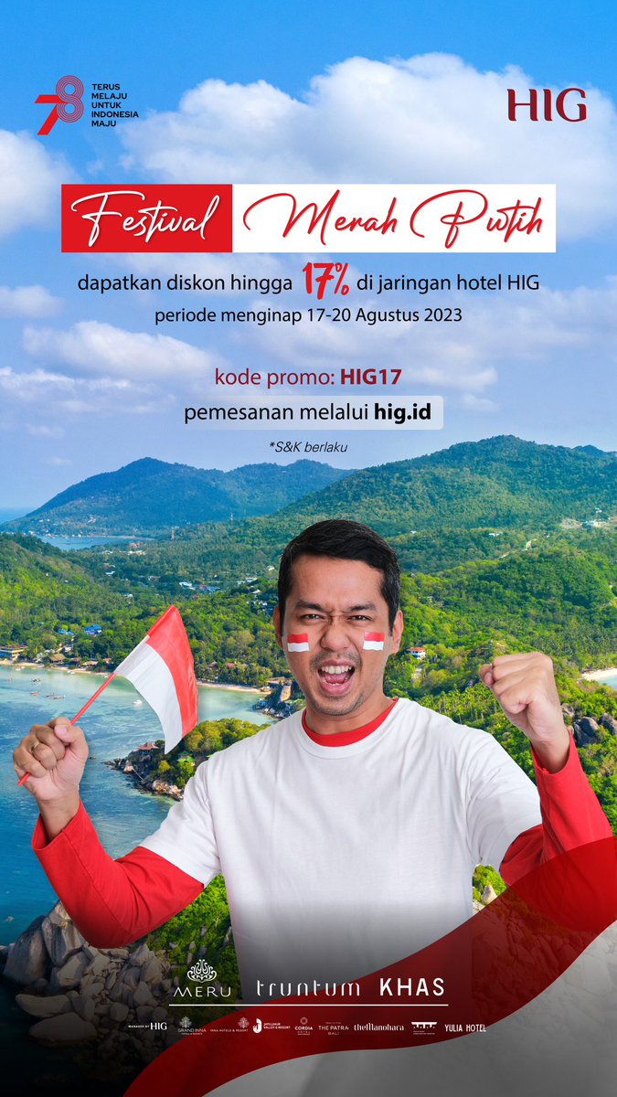 merusaka's tweet image. Discover the spirit of Indonesia’s Festival Merah Putih. Immerse yourself in cultural delights and save with our exclusive offer. Don’t miss this unique experience.

Book through hig.id with promo code: HIG17

#festivalmerahputih #hig #bali #merusakanusadua