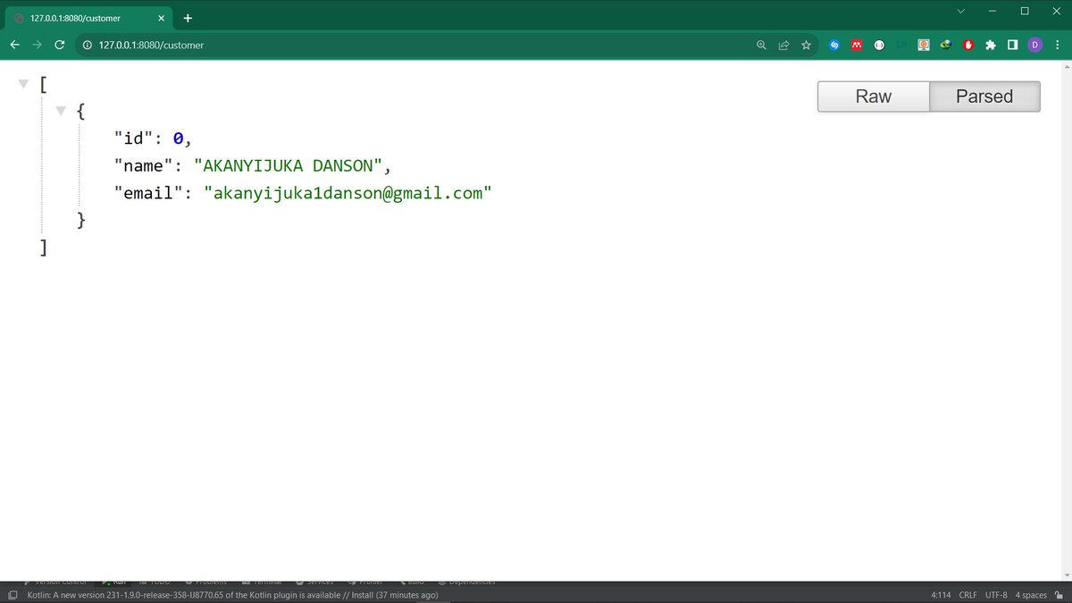 DeinTheTechGuy's tweet image. CREATING REST API WITH KTOR
DAY01: Getting all the customers in storage

#Kotlin #ktor
#10DaysOfCode