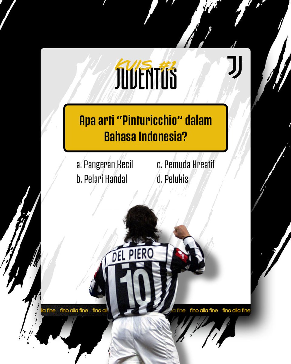 Karena masih banyak Juventini yang belum kebagian, jadi kami memutuskan untuk... menghadirkan #JuveBagiHadiah lagi! 🥳

🧠 Untuk #giveaway kali ini, kalian harus menjawab 𝟱 pertanyaan seputar Juventus, yang akan di posting setiap harinya! 📝

Dimulai dari pertanyaan nomor 1 😁⤵️