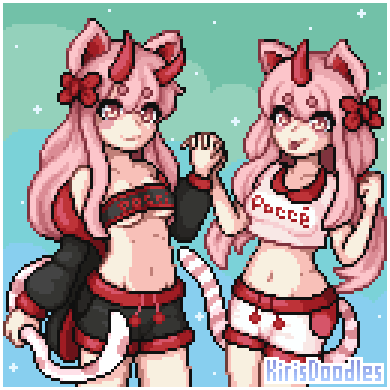 KirisDoodles's tweet image. The cute and sassy catgirl twins Pocci and Pocce!
commissioned by @pokexe_art
#pixel #pixelart #ドット絵 #commission #digitalart
