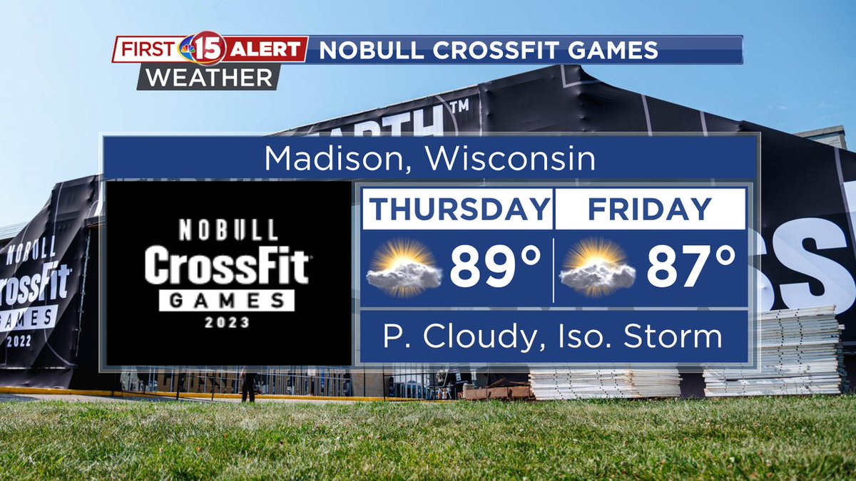 WeatherDoogs's tweet image. Looking hot and humid through the end of the week for the #CrossFitGames. Very small chance of a pop up shower or storm during the afternoon hours.