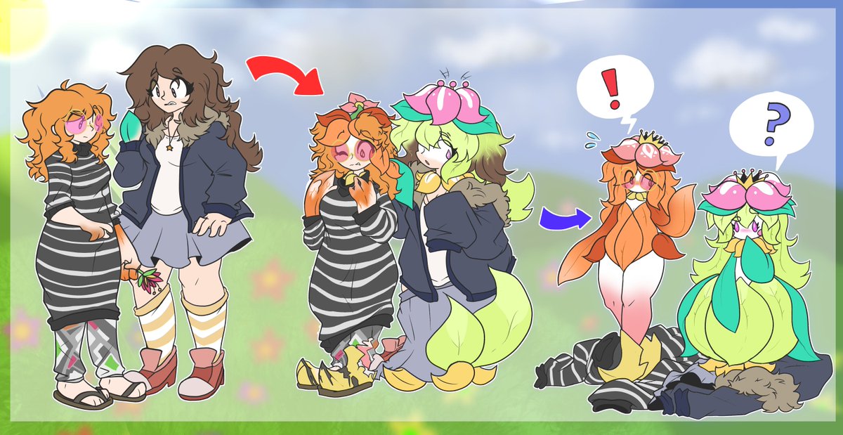 luminausma's tweet photo. don't pick up suspicious flowers when walking in the meadow
commission for @SalemSylv featuring myself and her becoming a hisuian lilligant and lilligant respectively :]
#transfur #TFEveryday #lilligant #pokemon #transformation https://t.co/oqFfEH6GZn