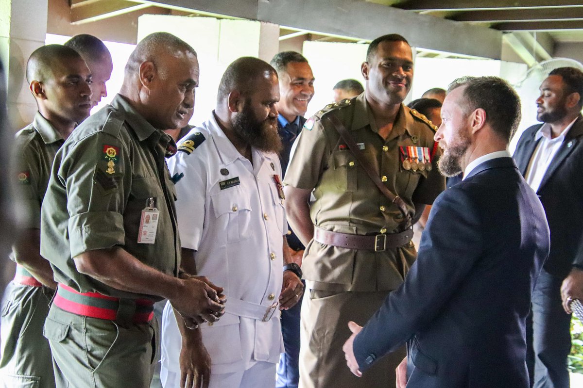 RFMF_Defence's tweet photo. 25 pers of the RFMF who were part of the Taskforce NZ Assist were accorded a  thanksgiving ceremony at the New Zealand High Commission Residence in Suva yesterday. NZ Minister for Emergency Management @KieranMcAnulty thanked the soldiers for their commitment and efforts. https://t.co/jW2C0eHiso