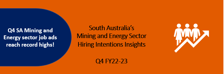 RESA_Australia's tweet photo. RESA's South Australian Mining and Energy Hiring Intentions report for Q4 FY22-23 is available NOW.

FY Q4 record highs with 1060 job advertisements across 249 companies!

READ IT NOW:
https://t.co/5ZM0r5CbhK https://t.co/wKnYS06lPg