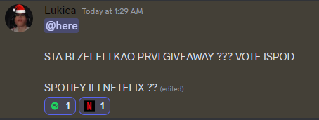 Prvi giveaway a bice ih brda... idite glasajte sta zelite 🫡

discord.gg/rYYVasFP