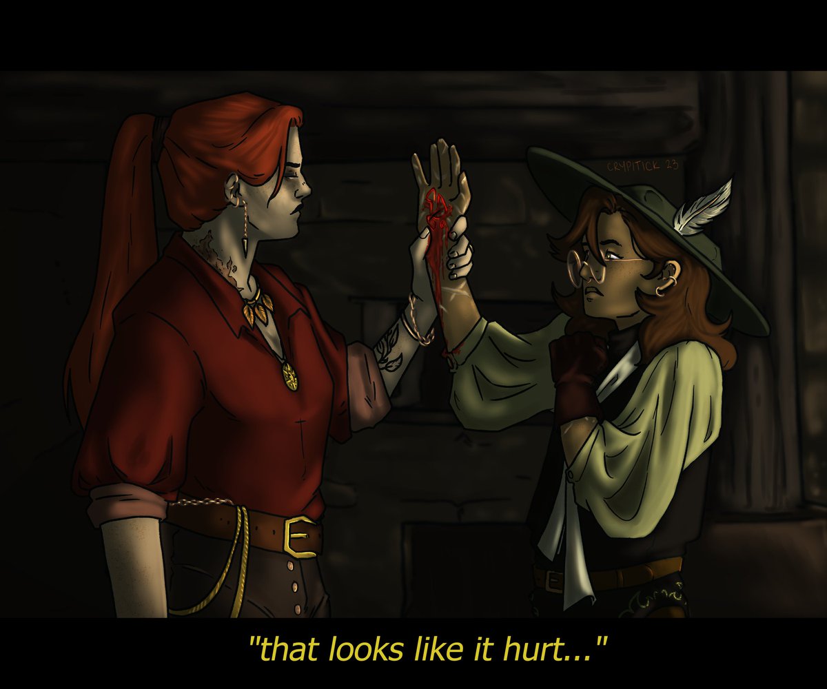 crypitick's tweet photo. "Did that hurt? That looks like it hurt?"
"It... hurt..."

#originalcharacter #ttrpg #tabletopcharacter #trophygold https://t.co/zzMfHn7aYL
