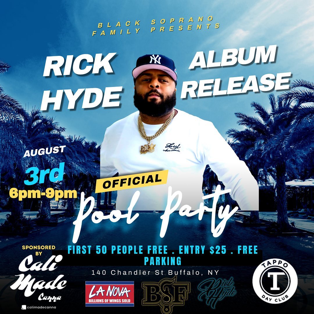 Don't miss Rick Hyde's @PrettyRickyHyde New Project “LUPARA” Album Release & Pool Party Tomorrow Night! This Event is about to be LIT 🔥 #BuffaloNY #BIGBSF #Griselda #RickHyde BIGGER BSF!
