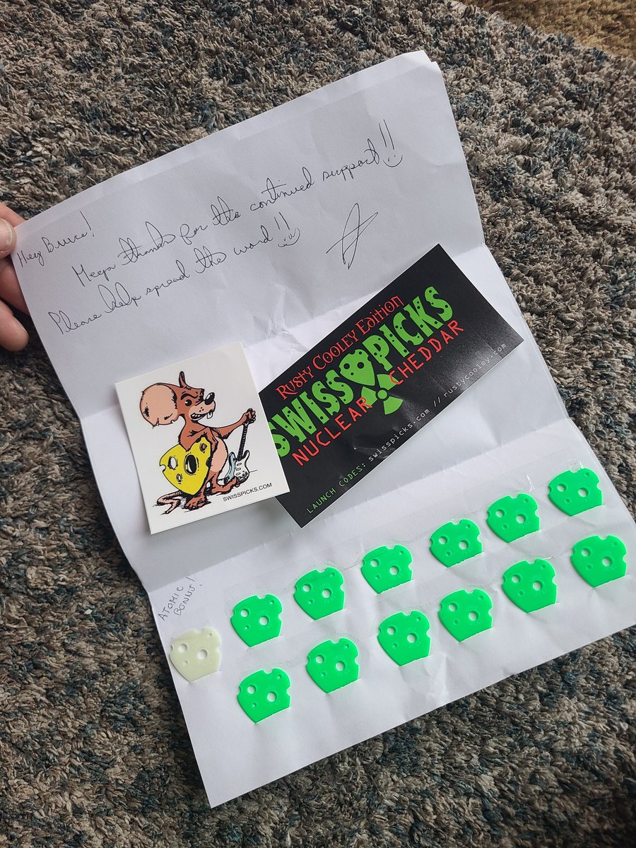 BruceKmusic's tweet photo. We're going nuclear! 💥 @Swiss_Picks #swisspicks #guitar #rustycooley https://t.co/Snz5XCQaQk