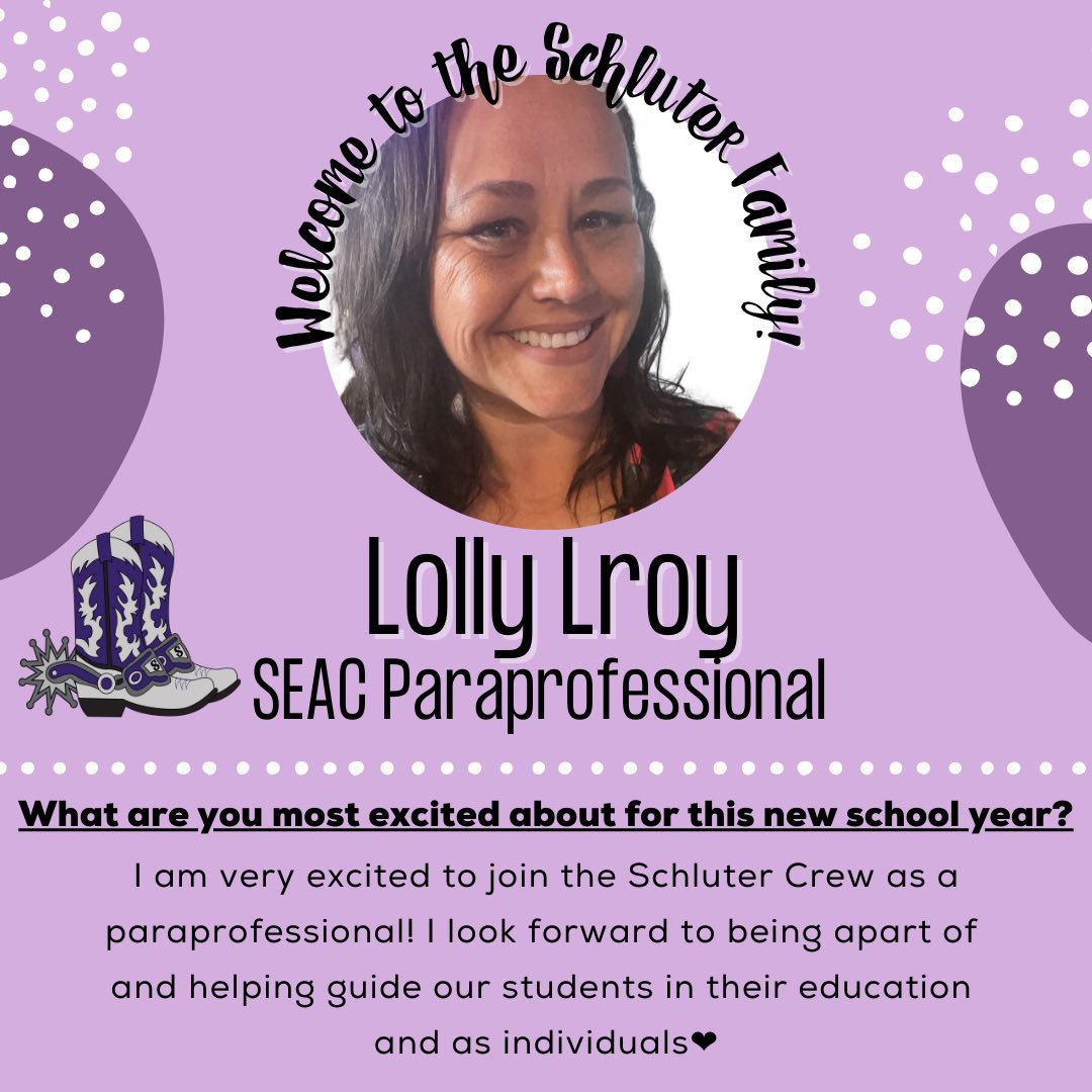 💜 Welcome Wednesday 💜 Please say hello to Staci Ballaro &amp; Lolly Lroy, SEAC Professionals, for the 23-24 school year! Welcome to the Schluter Family! <a href="/NorthwestISD/">Northwest ISD</a> #aimhigh #spurs4life #schluterelem #WelcomeWednesday